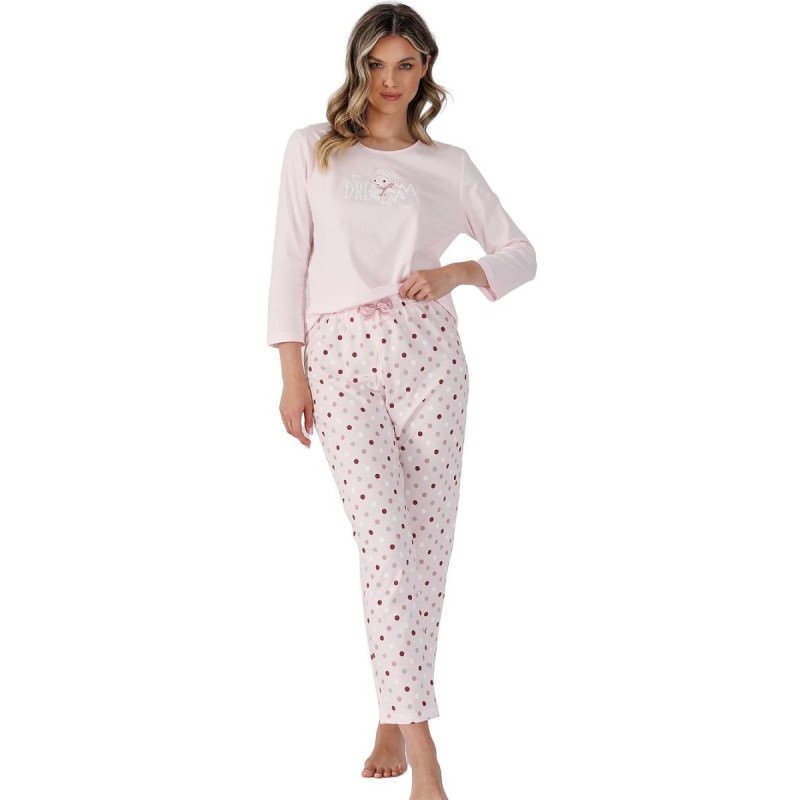 proWomen's Cotton Pajama Set 3/4 Sleeve Rounded Neck Loose Fit_Women`s Pyjamas, Sleepwear Sets