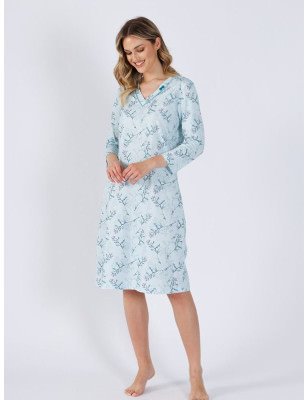 proV-Neck Loose Fit Nightshirt - Breathable Cotton Bow Detail Womens Sleepwear_Nightgowns, Nighties, Sleep Shirts