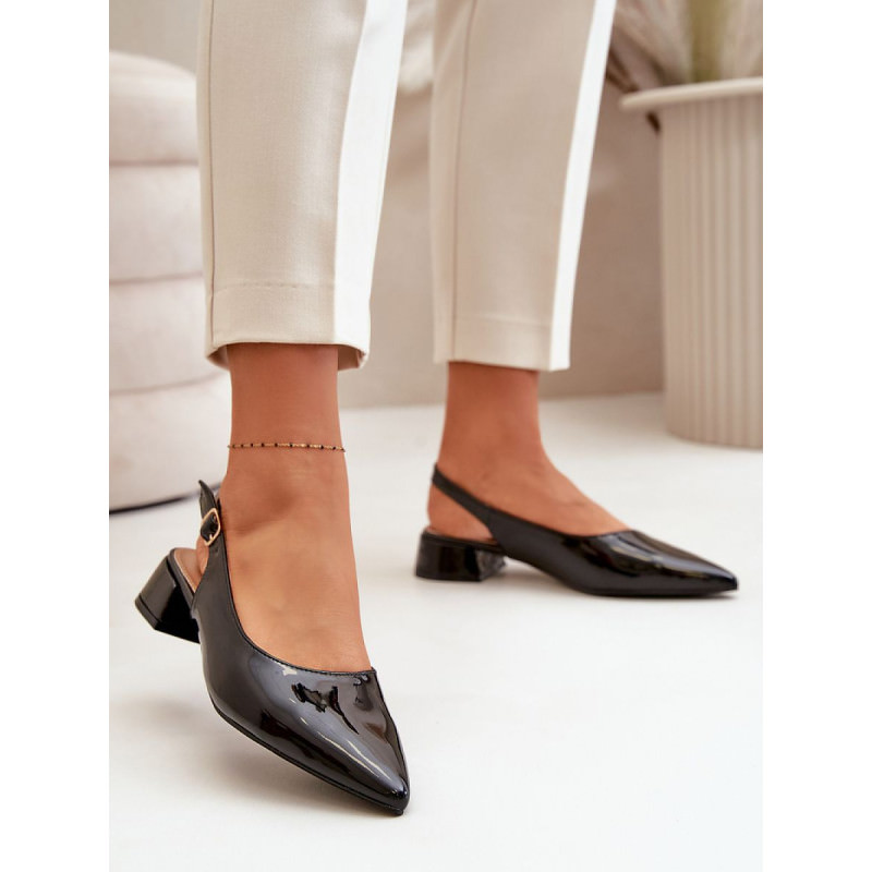 proLow Block Heel Lacquered Ballerinas - Pointed Toe Pumps_Ballet Flats, Ballet Pumps for Women