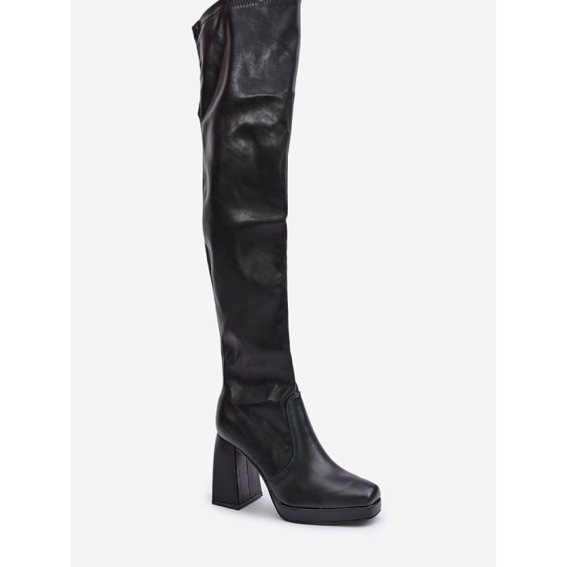 proEco-Friendly Knee-High Boots Column Heel Slip-On_Over the Knee High Boots, Thigh High Boots