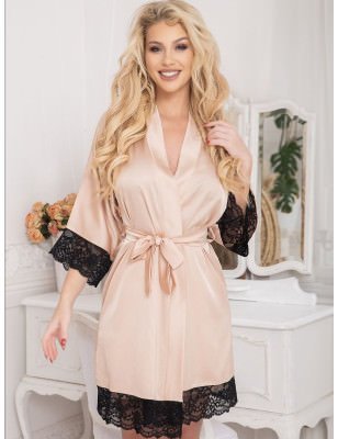 proLuxurious Satin Lace Slip Dress with Belt_Dressing Gowns, Bathrobes for Women