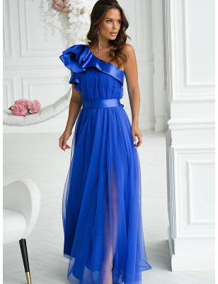 proLong Satin Ruffle Dress, Elegant Evening Gown_Evening Dresses