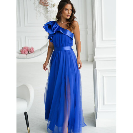 proLong Satin Ruffle Dress, Elegant Evening Gown_Evening Dresses