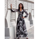 Maxi Dress Patterned Tapered Waist Elegant Formal Gown