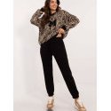 Animal Print Casual Set Long Sleeve Blouse & Pants