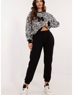 Animal Print Casual Set Long Sleeve Blouse & Pants