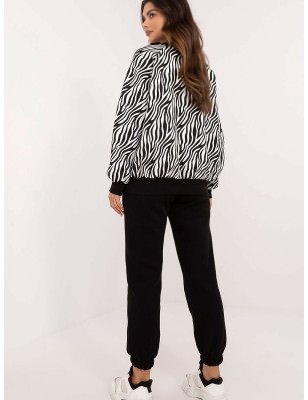 Animal Print Casual Set Long Sleeve Blouse & Pants