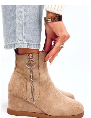 Women's Eco-Friendly Suede Boots with Gold Zipper Closure