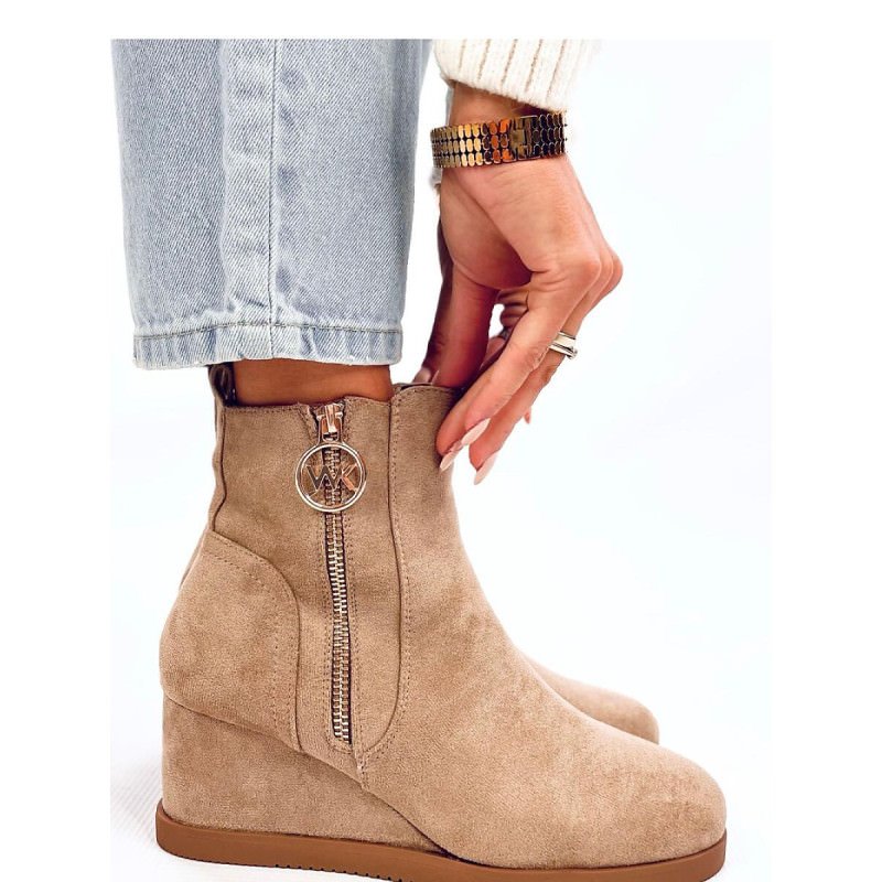 proWomen's Eco-Friendly Suede Boots with Gold Zipper Closure_Women`s Ankle Boots & Booties