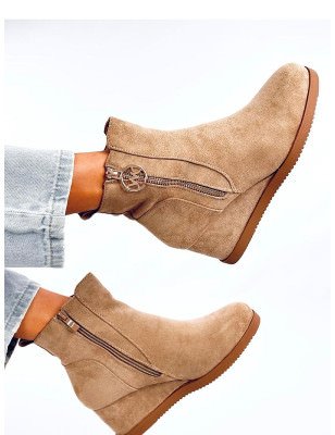 Women's Eco-Friendly Suede Boots with Gold Zipper Closure