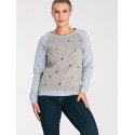 Long Sleeve Cotton Blouse Wool Effect Insert