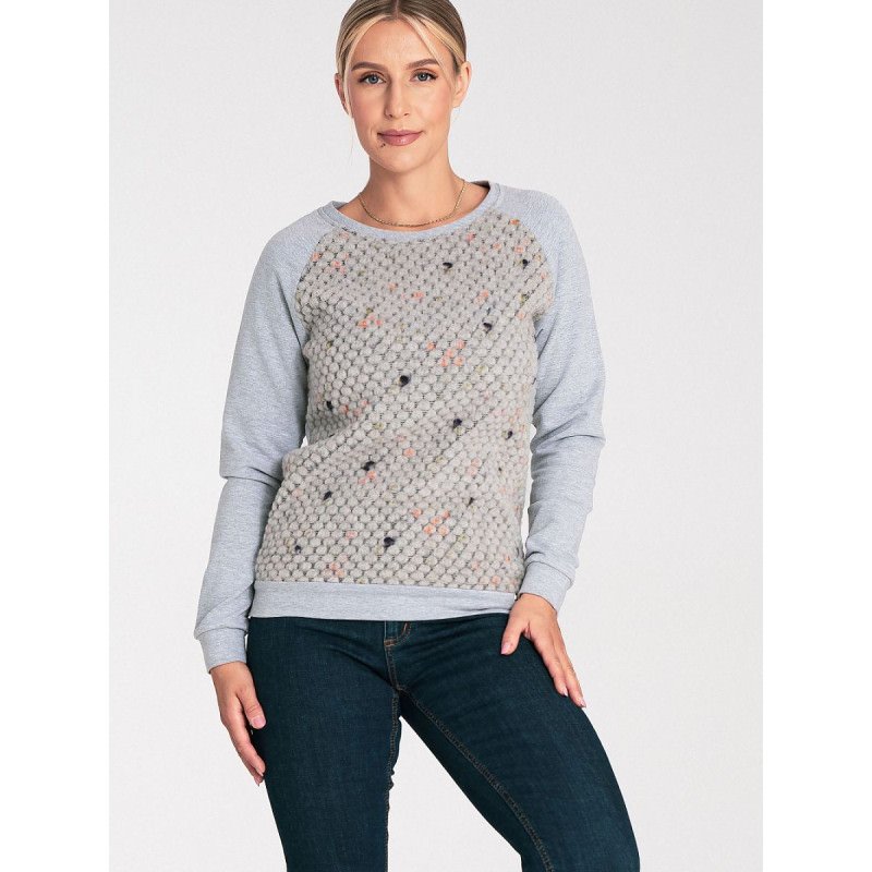 proLong Sleeve Cotton Blouse Wool Effect Insert_Sweatshirts for Women