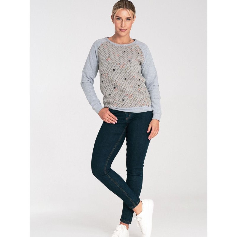 proLong Sleeve Cotton Blouse Wool Effect Insert_Sweatshirts for Women