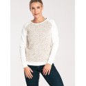 Long Sleeve Cotton Blouse Wool Effect Insert