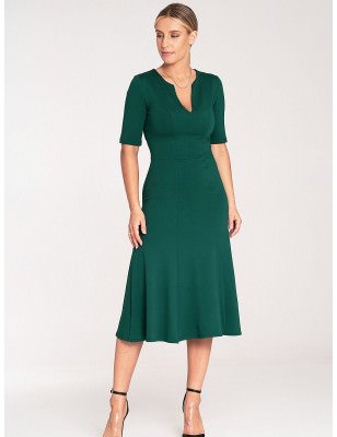 Midi Length V-Neck 3/4 Sleeve Dress