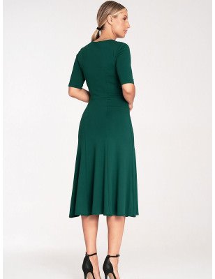 Midi Length V-Neck 3/4 Sleeve Dress