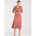 Midi Length V-Neck 3/4 Sleeve Dress