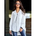 Asymmetrical Oversize Women's Shirt - Long Sleeves, Unique Design