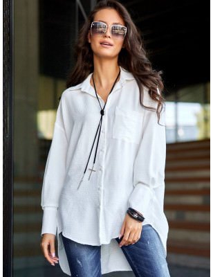 Asymmetrical Oversize Women's Shirt - Long Sleeves, Unique Design