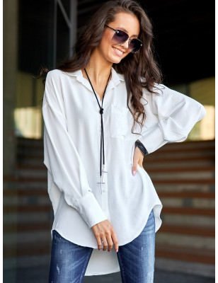 Asymmetrical Oversize Women's Shirt - Long Sleeves, Unique Design