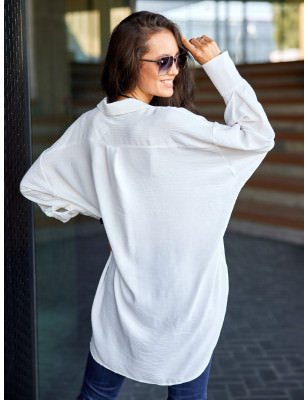 Asymmetrical Oversize Women's Shirt - Long Sleeves, Unique Design