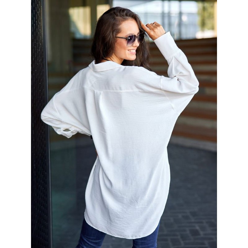 proAsymmetrical Oversize Women's Shirt - Long Sleeves, Unique Design_Shirts for Women