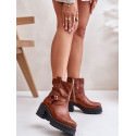 Women's Leather Comfort Boots Side Zipper Heel Platform