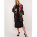 Women's Unbuttoned Stemmed Rose Print Coat