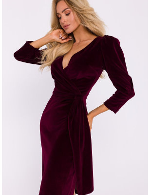 proElegant Velour Knit Dress with Sash and Side Split_Evening Dresses