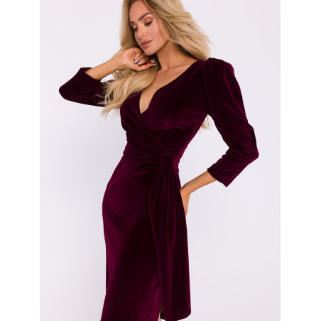 proElegant Velour Knit Dress with Sash and Side Split_Evening Dresses