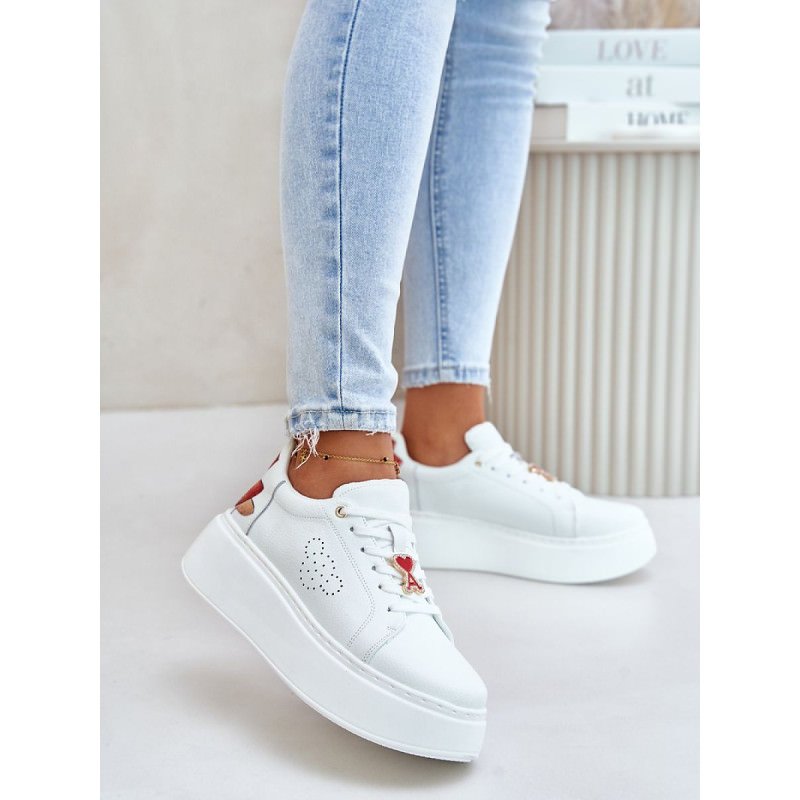 proStylish Women's Platform Sneakers Tulip Embellishment 7.5cm Heel_Women`s Athletic Shoes, Trainers, Sneakers