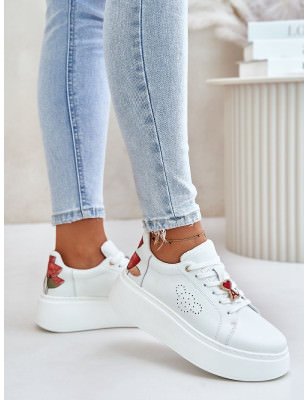 Stylish Women's Platform Sneakers Tulip Embellishment 7.5cm Heel