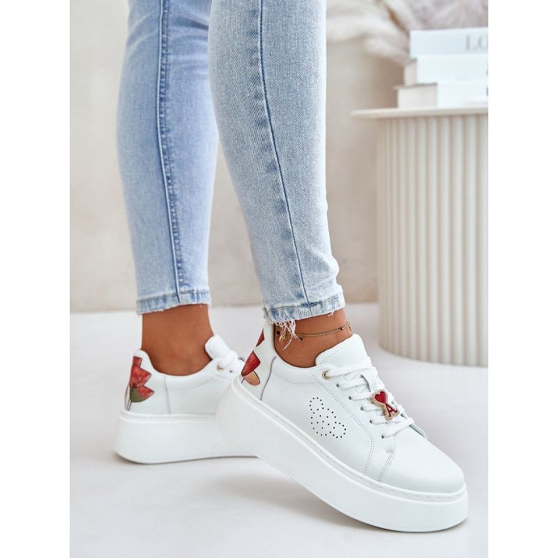 proStylish Women's Platform Sneakers Tulip Embellishment 7.5cm Heel_Women`s Athletic Shoes, Trainers, Sneakers