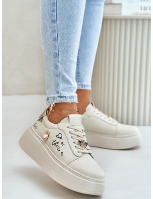 Women's Platform Leather Sneakers Urban Lace-Up