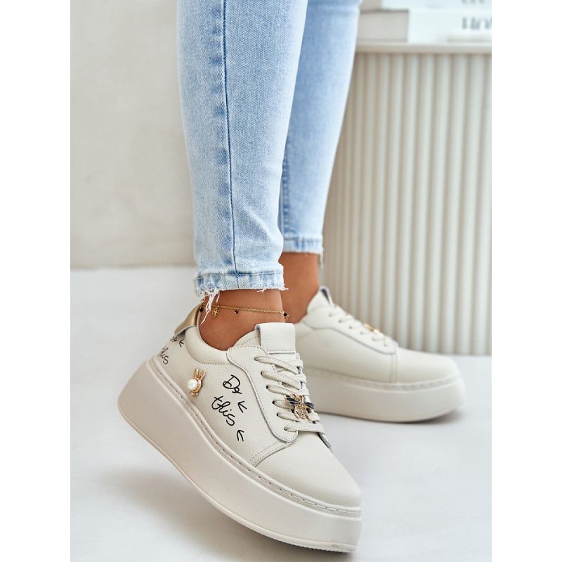 proWomen's Platform Leather Sneakers Urban Lace-Up_Women`s Athletic Shoes, Trainers, Sneakers