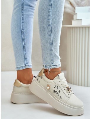 Women's Platform Leather Sneakers Urban Lace-Up