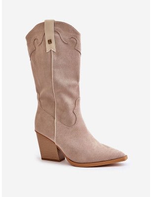 Women's Eco-Suede Cowboy Boots Pointed Toe Ankle Booties