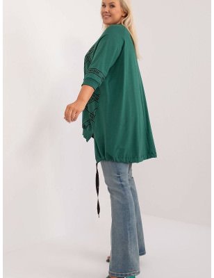 Asymmetrical Plus Size Blouse with Rhinestone Accents