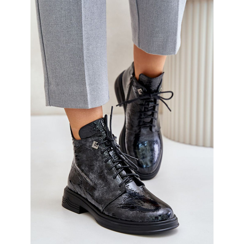 proLeather Embossed Boots - Insulated, Lace-Up & Zipper Closure_Women`s Ankle Boots & Booties