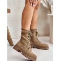 Women's Eco-Suede Work Boots Flat Heel Zippered Closure