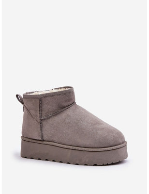 Eco Suede Ankle Platform Snow Boots - Warm Winter Booties