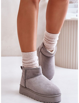 Eco Suede Ankle Platform Snow Boots - Warm Winter Booties