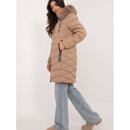proWomen's Quilted Down Jacket with Detachable Faux Fur Collar_Women`s Coats, Jackets