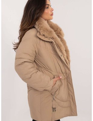 Women's Quilted Jacket Detachable Fur Collar Cozy Winter Fashion