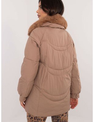 Women's Quilted Jacket Detachable Fur Collar Cozy Winter Fashion