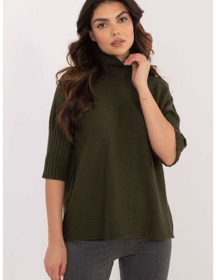 proWomen's Turtleneck Sweater Short Sleeves Ribbed Hem Modern Style_Sweaters, Pullovers, Jumpers, Turtlenecks, Boleros, Shrugs