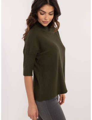 Women's Turtleneck Sweater Short Sleeves Ribbed Hem Modern Style