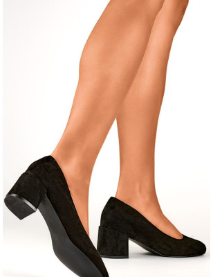 Black Eco-Suede Pumps - 6cm Stiletto Heel