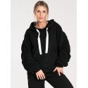 Thick Cotton Hoodie with Spacious Pocket & Pleated Sleeves