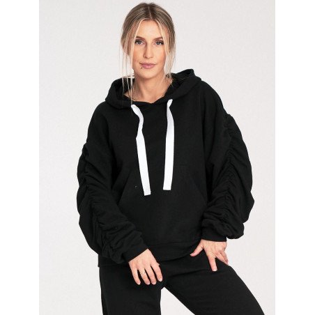 proThick Cotton Hoodie with Spacious Pocket & Pleated Sleeves_Sweatshirts for Women